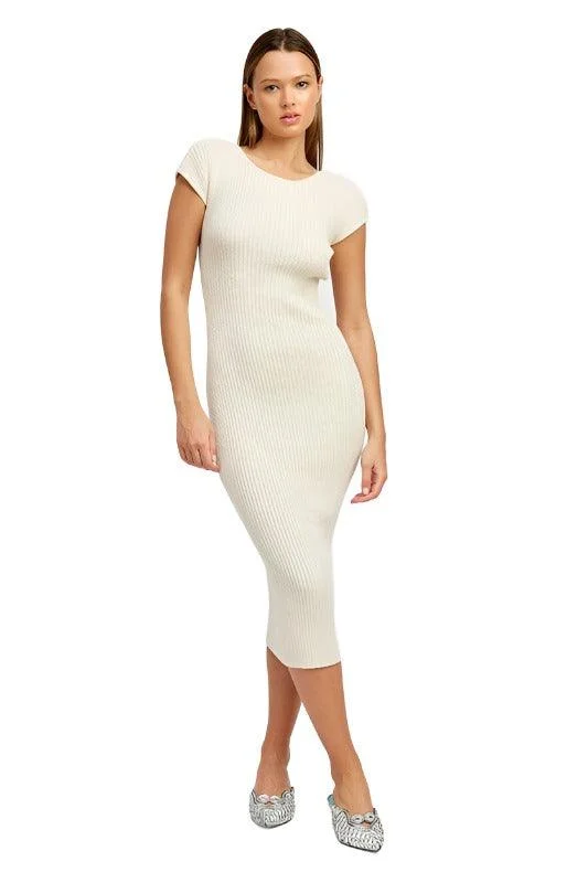 Major Savings CAP SLEEVE BODYCON DRESS WITH OPEN BACK