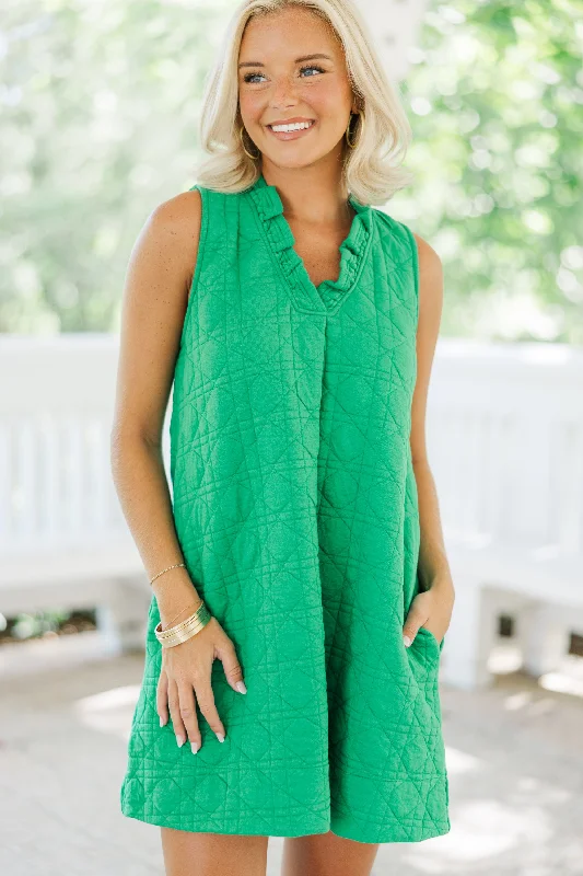 YEAR-End Clearance Never Better Green Textured Dress