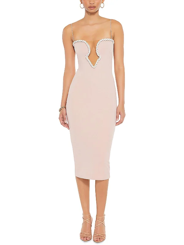 The Best Prices Adorn Womens Beaded Midi Cocktail And Party Dress