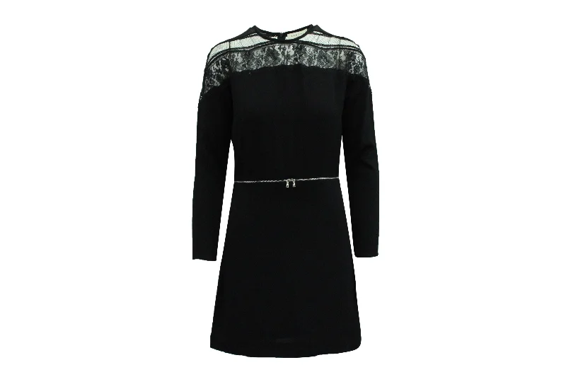 Weekend Deal Sandro Paris Lace Shoulder Dress in Black Viscose