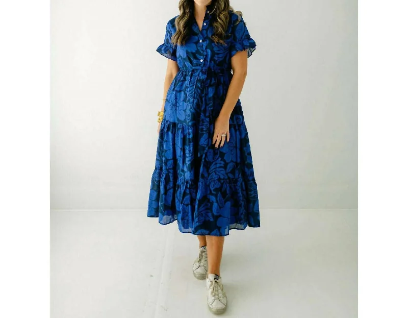 Super Savings Stevie Button Up Midi Dress In Navy
