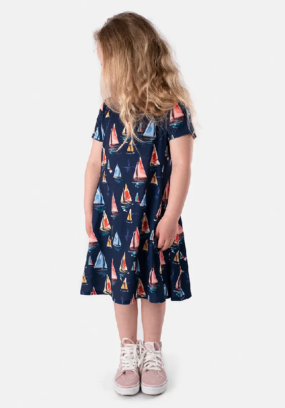 Hot Deal Children's Sailing Boat Print Dress (Karina)