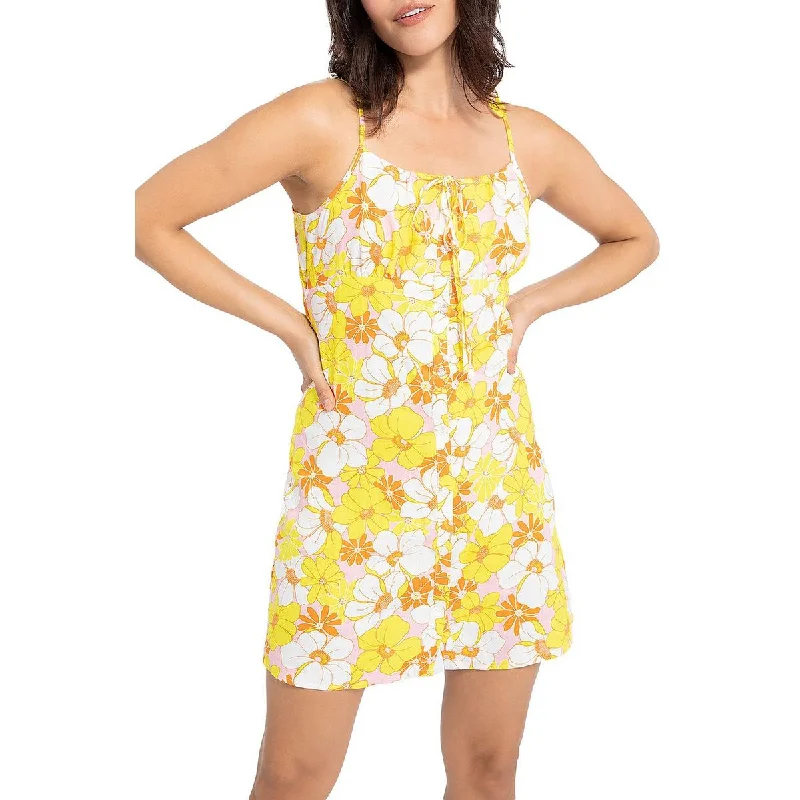 Holiday Sale Womens Floral Micro-Mini Slip Dress