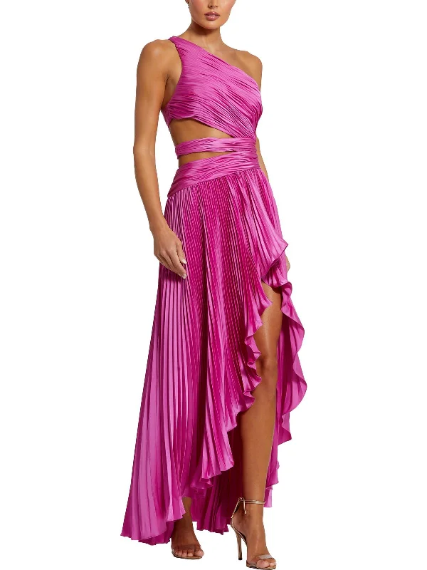 Crazy Deals Womens Satin Cut-Out Evening Dress