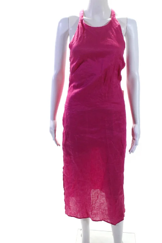 Weekend Flash Sale Equipment Femme Womens Bellamy Halter Sheath Dress Raspberry Sorbet Linen Weekend Flash Sale Equipment Femme Womens Bellamy Halter Sheath Dress Raspberry Sorbet Linen