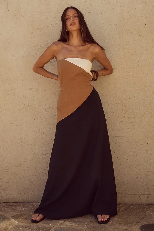Limited Time CALISSA MAXI DRESS - CARAMEL MULTI