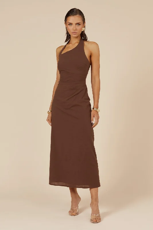 Final Clearance SAPHIRA LONG MIDI DRESS - ESPRESSO