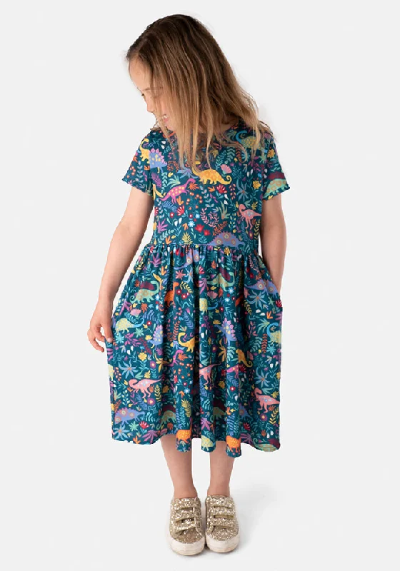 Stock Up and Save Children's Dinosaur Print Dress (Miasaura)