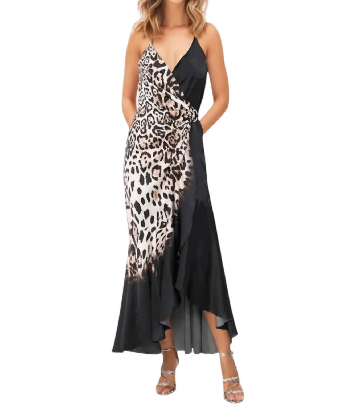 Price Reduction Cool For Cats Wrap Front Dress In Black