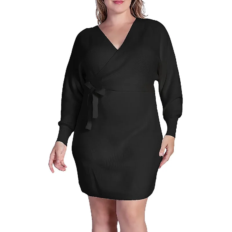 Today’s Deal Plus Womens Belted Mini Sweaterdress