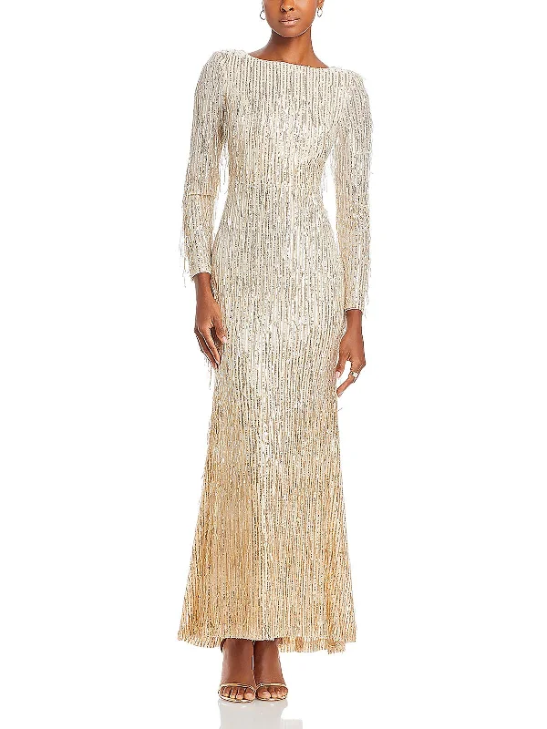 Exclusive Access Womens Sequined Long Evening Dress