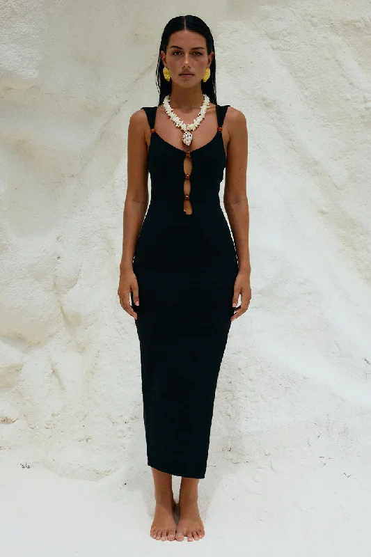 Value Deals PARISA MIDI DRESS - BLACK