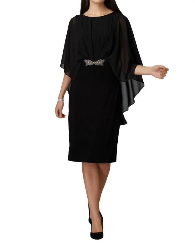 New Markdowns Drape Sheer Overlay Dress In Black