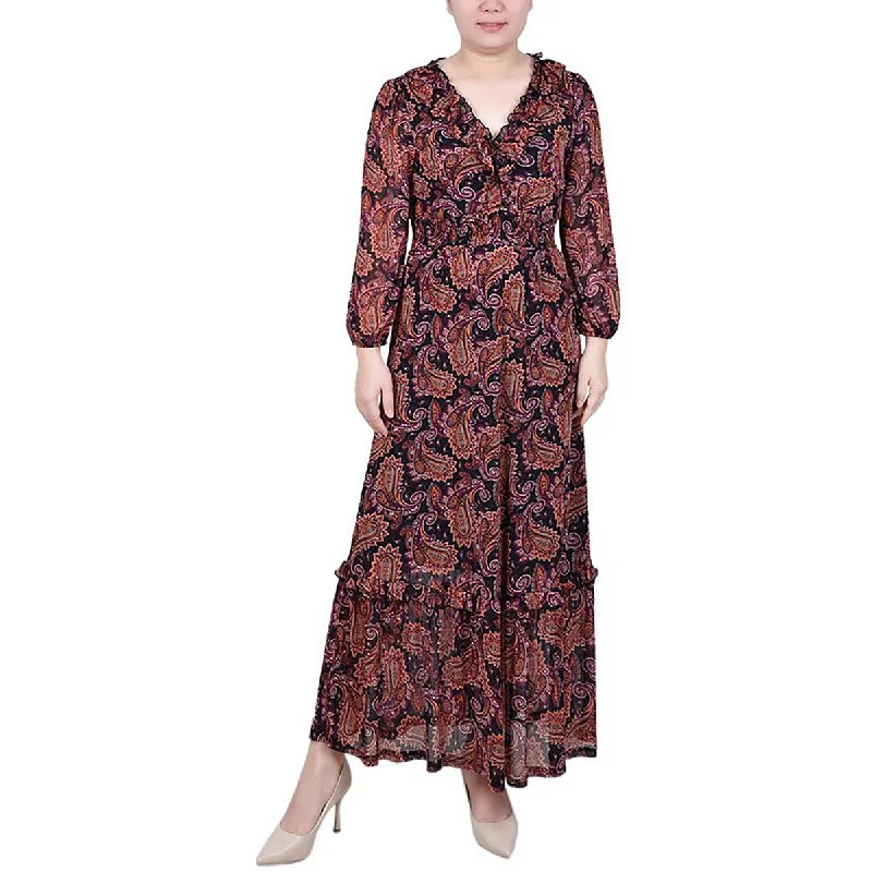 Factory Direct Sale Petites Womens AztecPrint Long Sleeved Wear To Work Dress