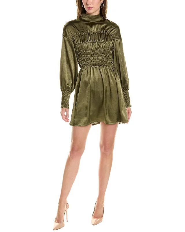 Deal Frenzy Emmie Rose Smocked Satin Mini Dress