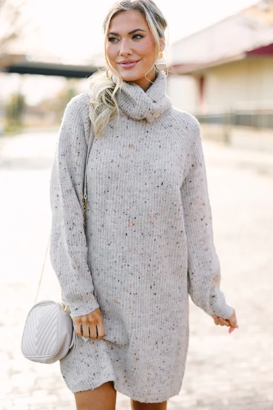 Huge Savings Feeling It Taupe Brown Sweater Dress