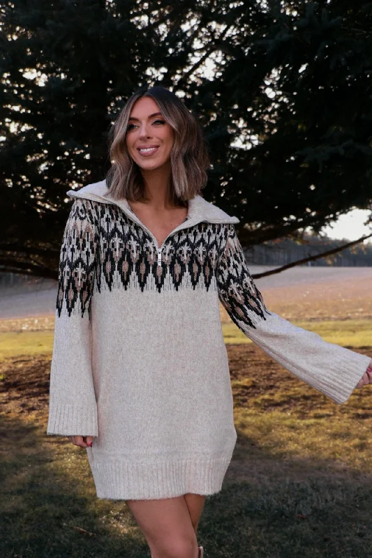 Value Deals Steve Madden Essa Cream Print Sweater Dress