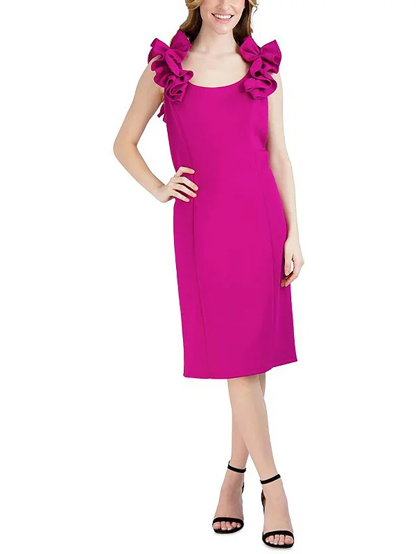 Today’s Deal Womens Knit Ruffled Sheath Dress