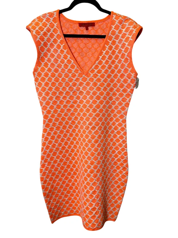 Huge Discounts Dress Casual Midi By Clothes Mentor In Orange & White, Size: L