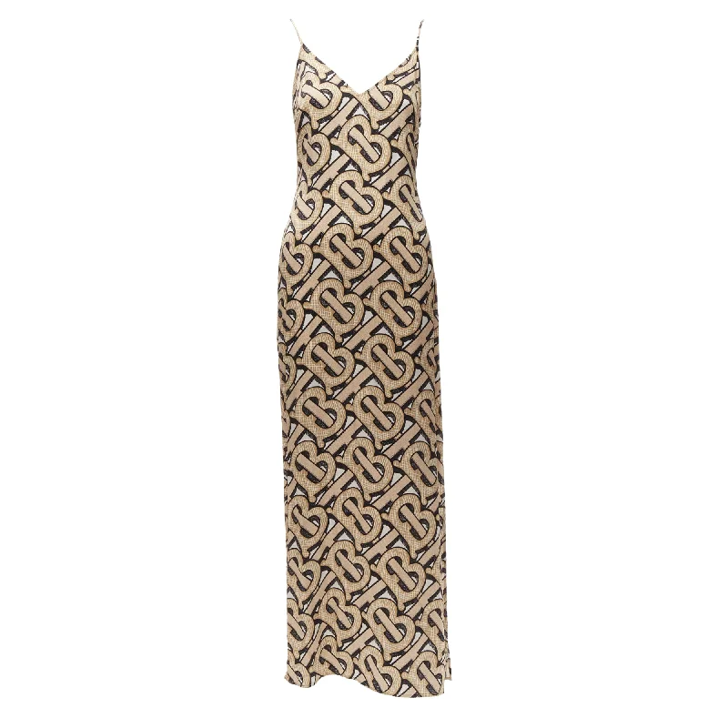 Great Deals Burberry Riccardo Tisci Silk TB Monogram Spaghetti Slip Dress