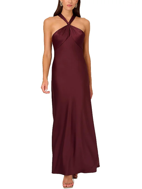 Today's Special Womens Satin Halter Evening Dress