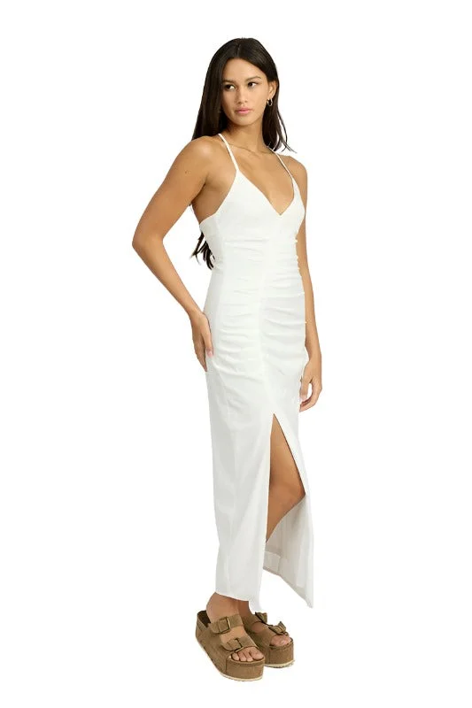 Discount Deals RUCHED SATIN DRESS WITH CROSSED BACK