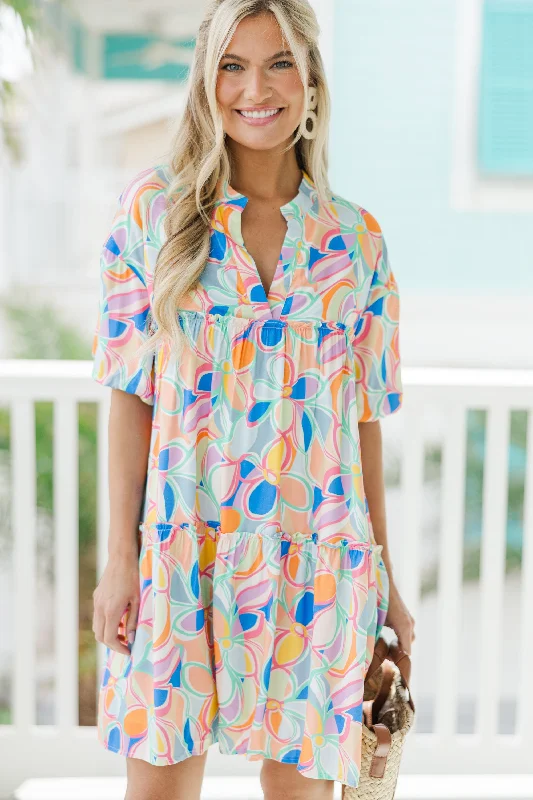 Price Break Fully Convinced Blue Abstract Babydoll Dress