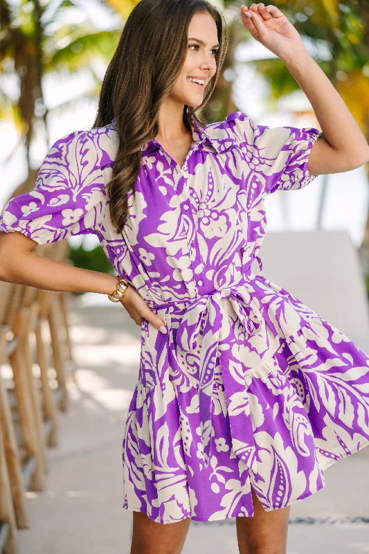 Price Blitz All Is Well Orchid Purple Abstract Dress