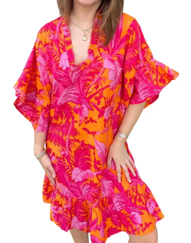 Limited Quantity Fanta Sunshine Dress In Orange/pink