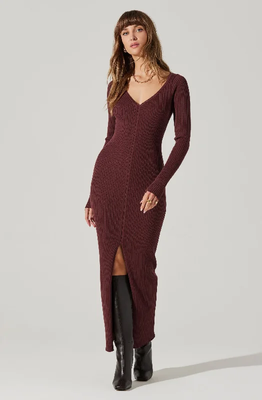 Midnight Sale Glenda V-neck Maxi Sweater Dress
