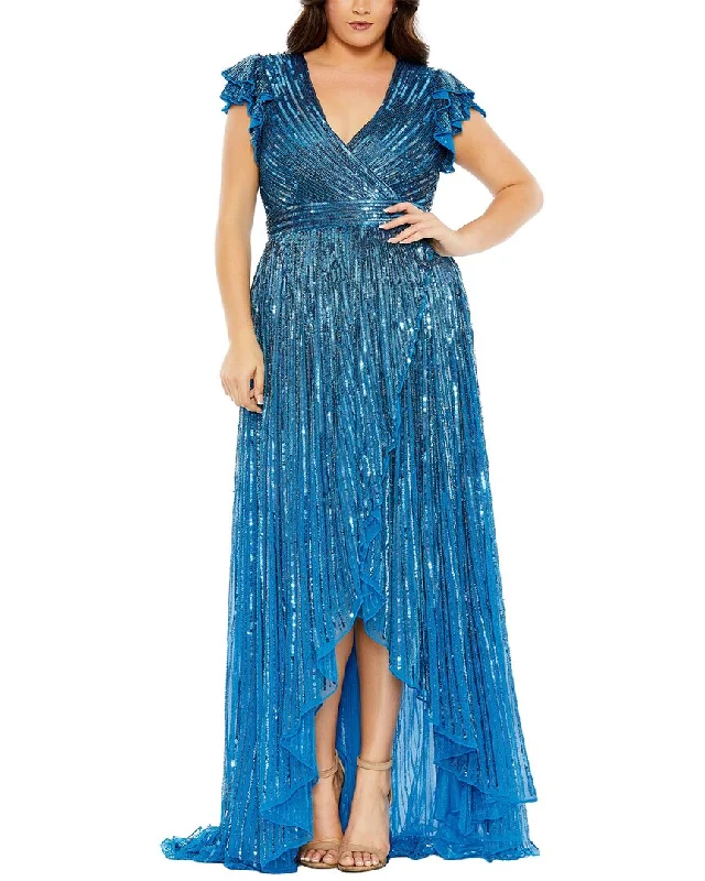Online Only Mac Duggal Plus  A-Line high low gown