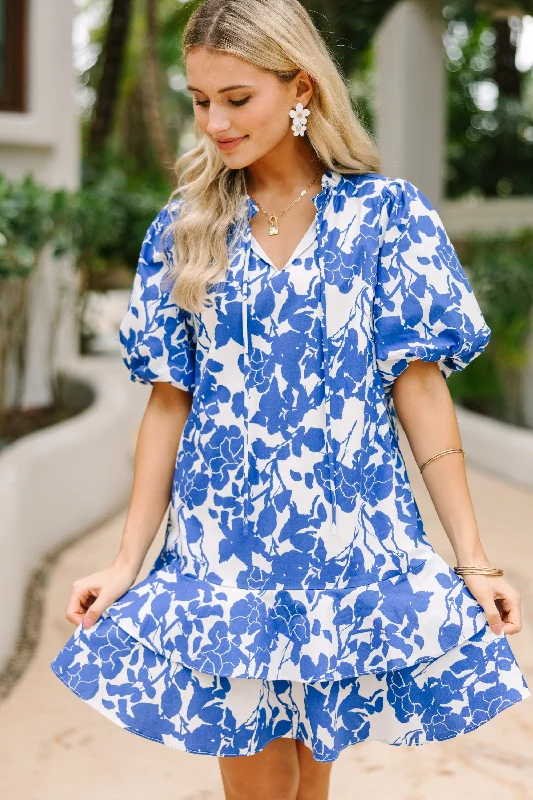 Great Deals Get What You Love Blue Floral Dress