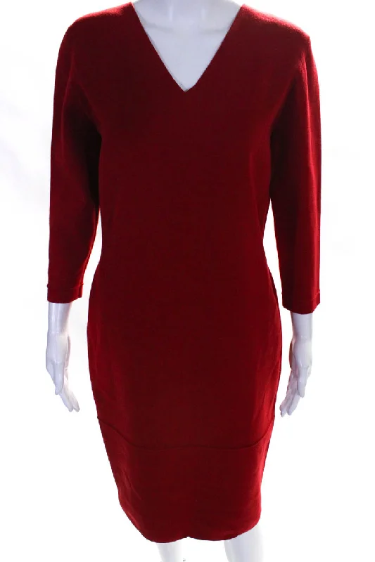 Major Savings D Exterior Womens Wool Stretch Foundation Dress Red