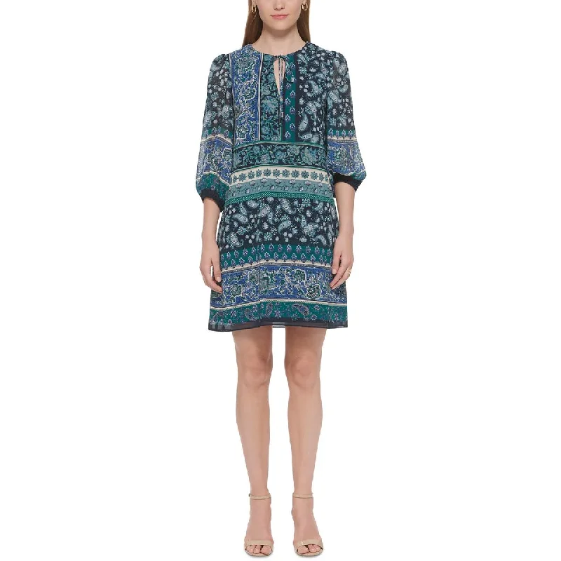 Major Savings Womens Chiffon Tie Neck Shift Dress