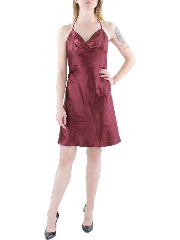 Super Bargain Taryn Womens Satin Mini Slip Dress