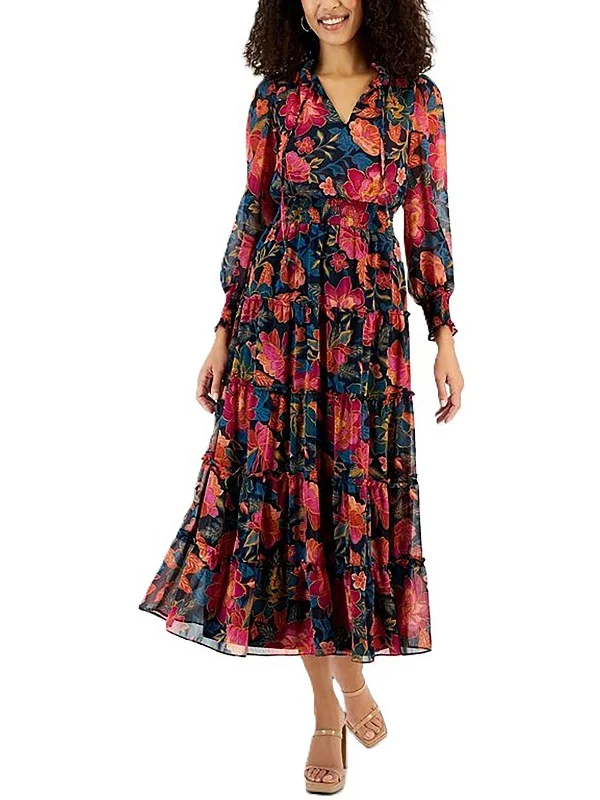Major Savings Womens Smocked Tea Length Maxi Dress