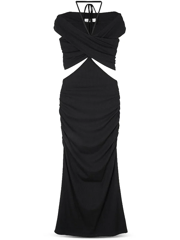 Daily Deals Akane Womens Criss Cross Front Long Halter Dress