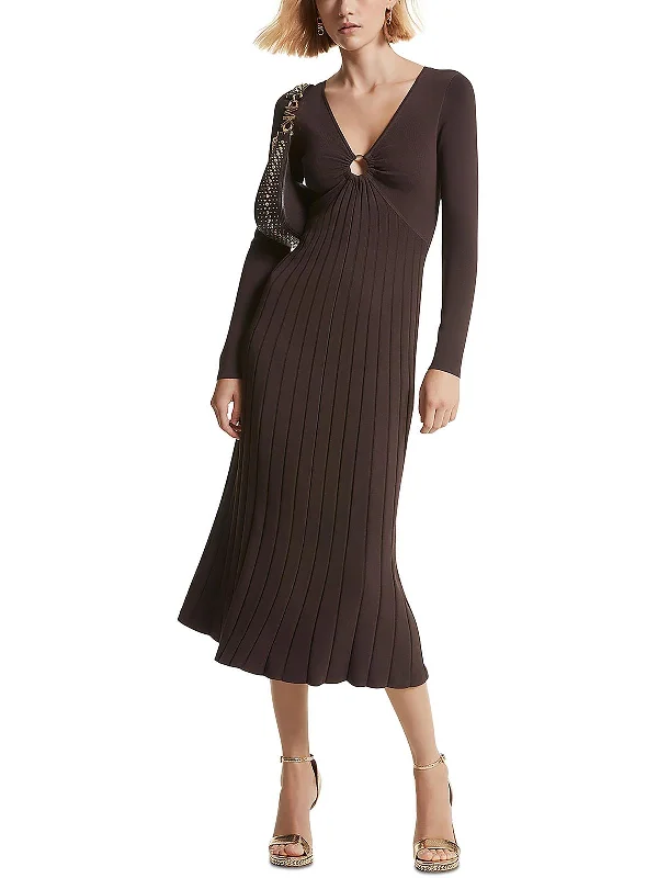 Crazy Deals Womens Knit Ribbed Midi Dress