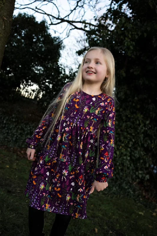Act Fast Children's Fairy Garden Print Cotton Dress (Fauna)