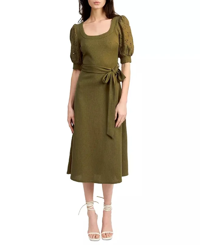 Friends and Family Sale Amy Darling Midi Dress In Basil