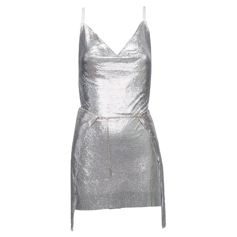 Deal Dash Poster Girl Adrianne Aluminium Silver Chainmail Top Skirt Dress