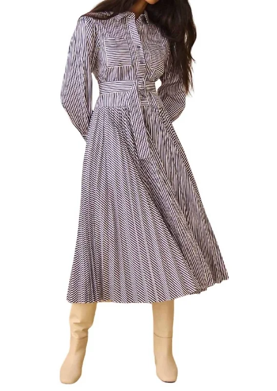 New Markdowns Randolph Dress In Navy Stripe