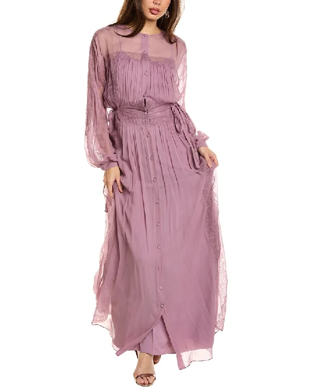 Grand Opening Sale Alberta Ferretti Silk Shirt Gown