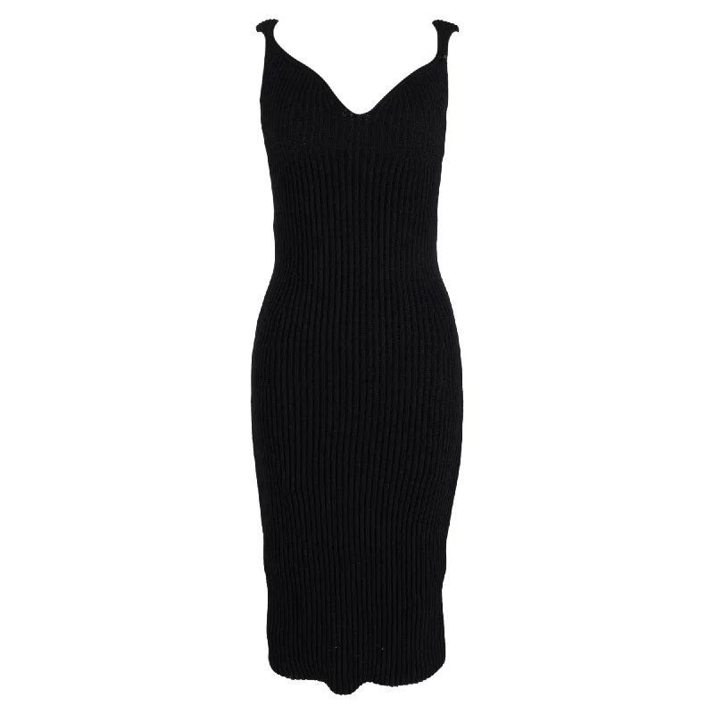 Buy Now Khaite Alessia Open-Back Ribbed Midi Dress In Black Cotton
