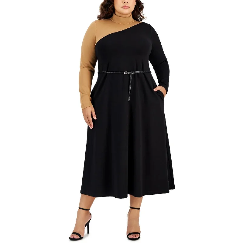 Online Exclusive Plus Womens Belted Long Maxi Dress