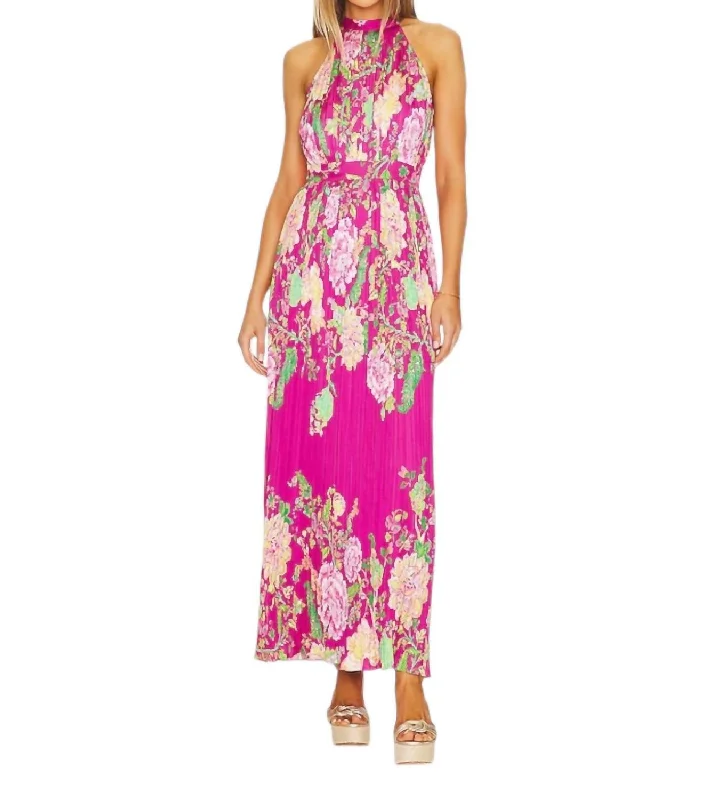 Friends and Family Sale Chloe Long Dress In Fuchsia Pink