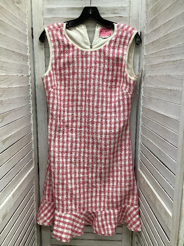 Final Sale Dress Casual Midi By Kate Spade In Pink & White, Size: 8