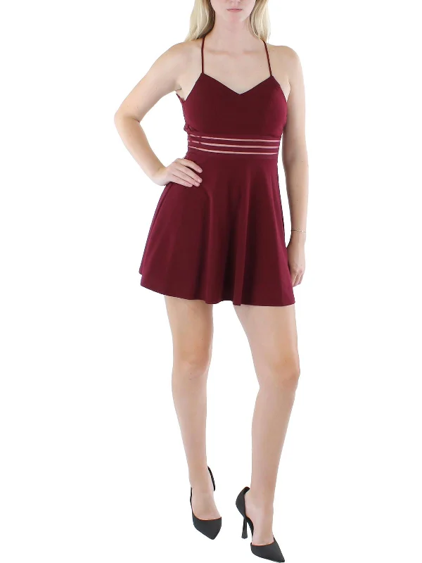 Mega Deal Juniors Womens Illusion Mini Fit & Flare Dress