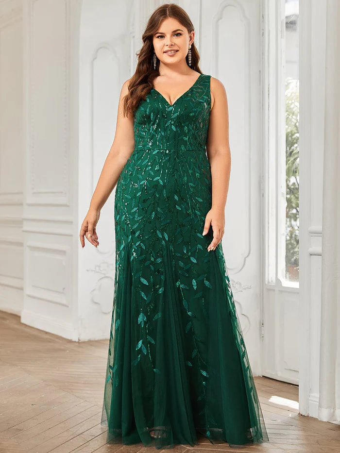 Discount Deals Plus Size Maxi Sequin Formal Dresses & Gowns