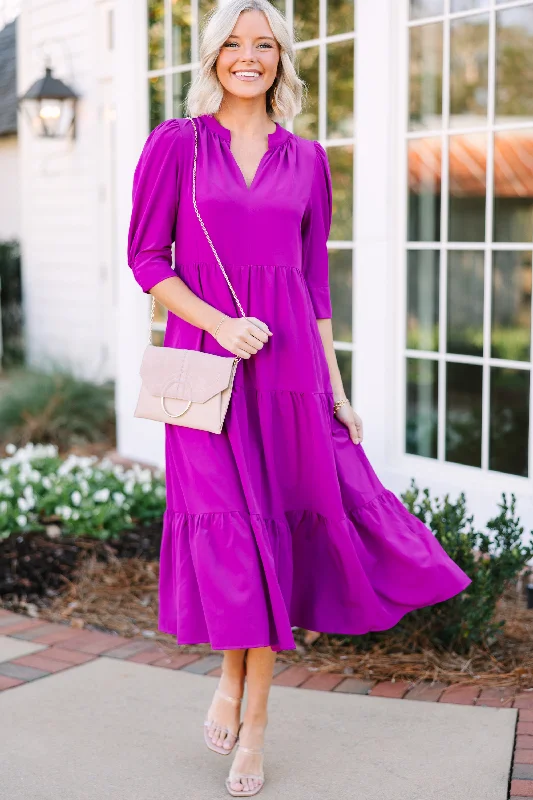 Bargain Prices Feeling So Fun Orchid Purple Tiered Midi Dress